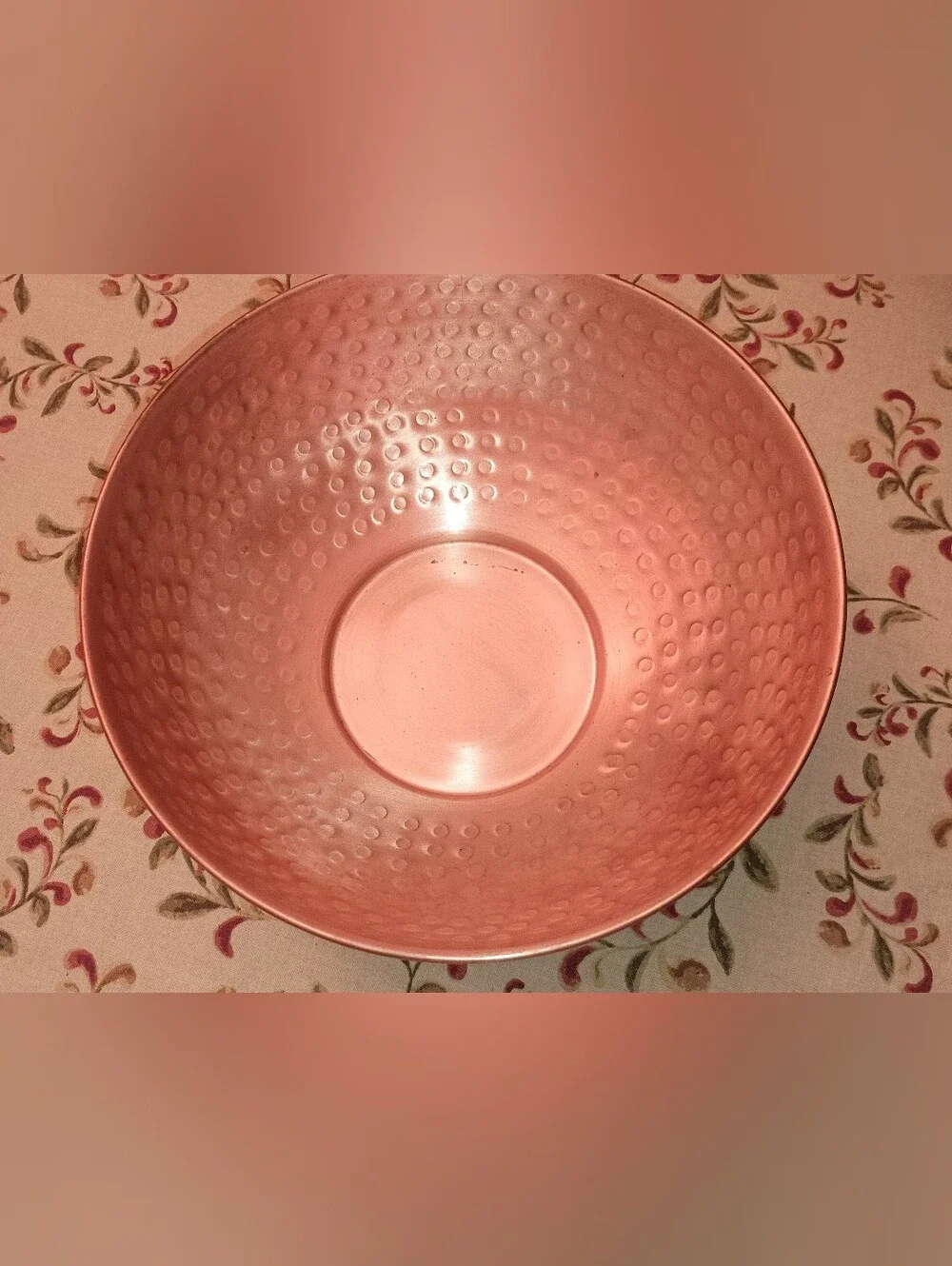 Hammered Copper-Style Serving Bowl - Rose Copper Finish